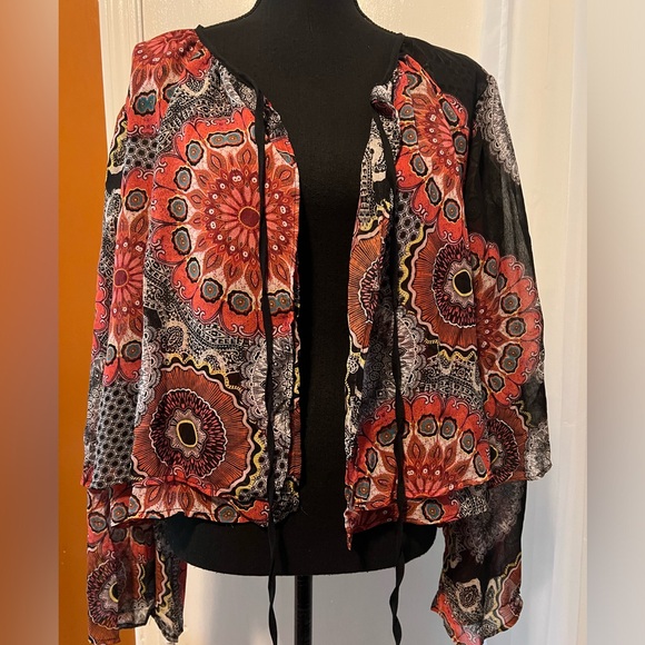 Kate & Mallory Sweaters - Boho Front Tie Plus Size Shrug Flare Angel Sleeves